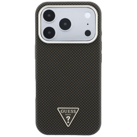 Guess iPhone 17 Pro Max/iPhone 18 Pro Max Deksel Kevlar Triangle Logo Brun