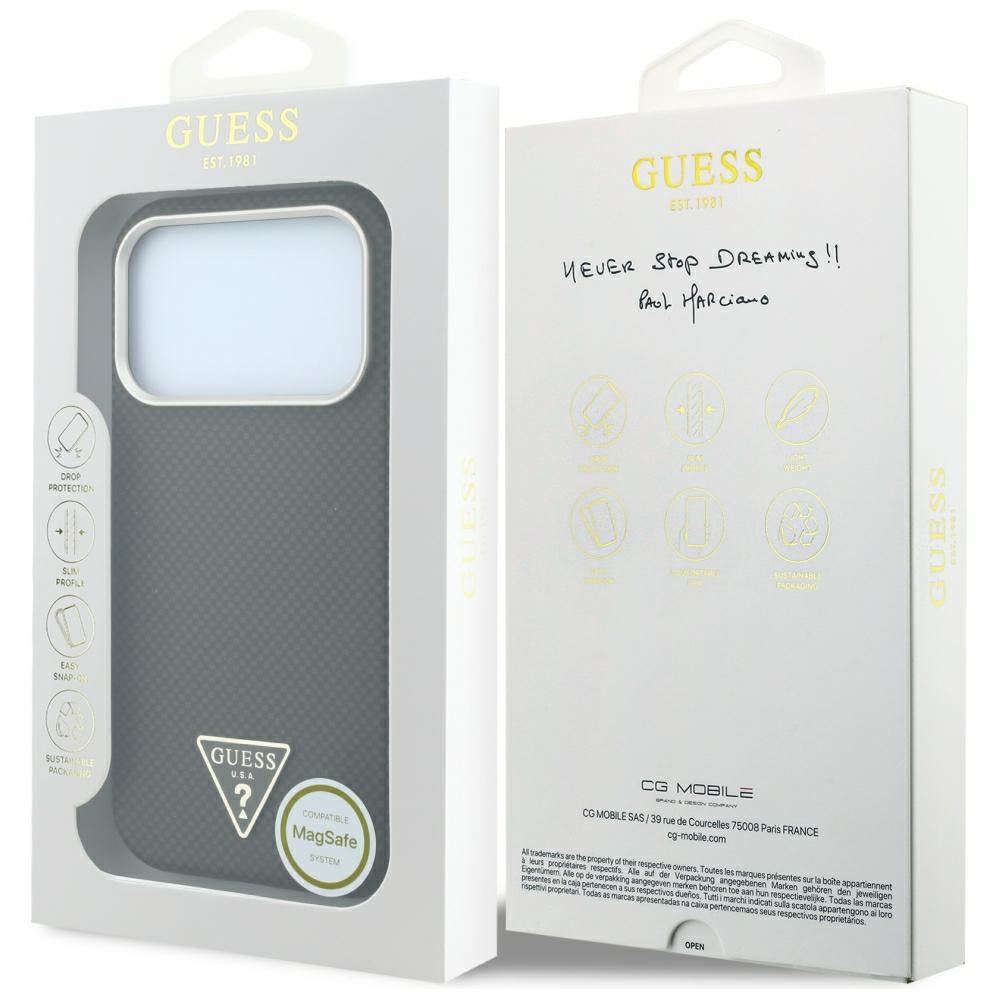 Guess iPhone 17 Pro Max/iPhone 18 Pro Max Deksel Kevlar Triangle Logo Brun