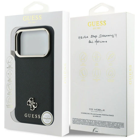 Guess iPhone 17 Pro Max/iPhone 18 Pro Max Deksel Saffiano 4G Classic Logo Svart