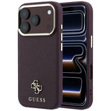 Guess iPhone 17 Pro/iPhone 18 Pro Deksel Saffiano 4G Classic Logo Burgunder