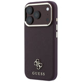 Guess iPhone 17 Pro/iPhone 18 Pro Deksel Saffiano 4G Classic Logo Burgunder