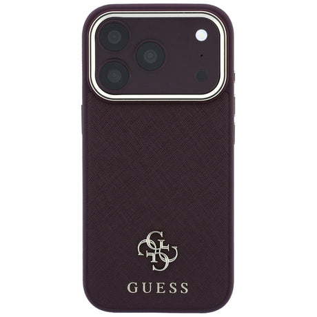 Guess iPhone 17 Pro/iPhone 18 Pro Deksel Saffiano 4G Classic Logo Burgunder