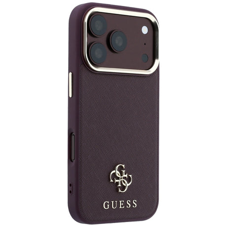 Guess iPhone 17 Pro/iPhone 18 Pro Deksel Saffiano 4G Classic Logo Burgunder