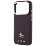 Guess iPhone 17 Pro/iPhone 18 Pro Deksel Saffiano 4G Classic Logo Burgunder