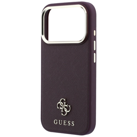 Guess iPhone 17 Pro/iPhone 18 Pro Deksel Saffiano 4G Classic Logo Burgunder