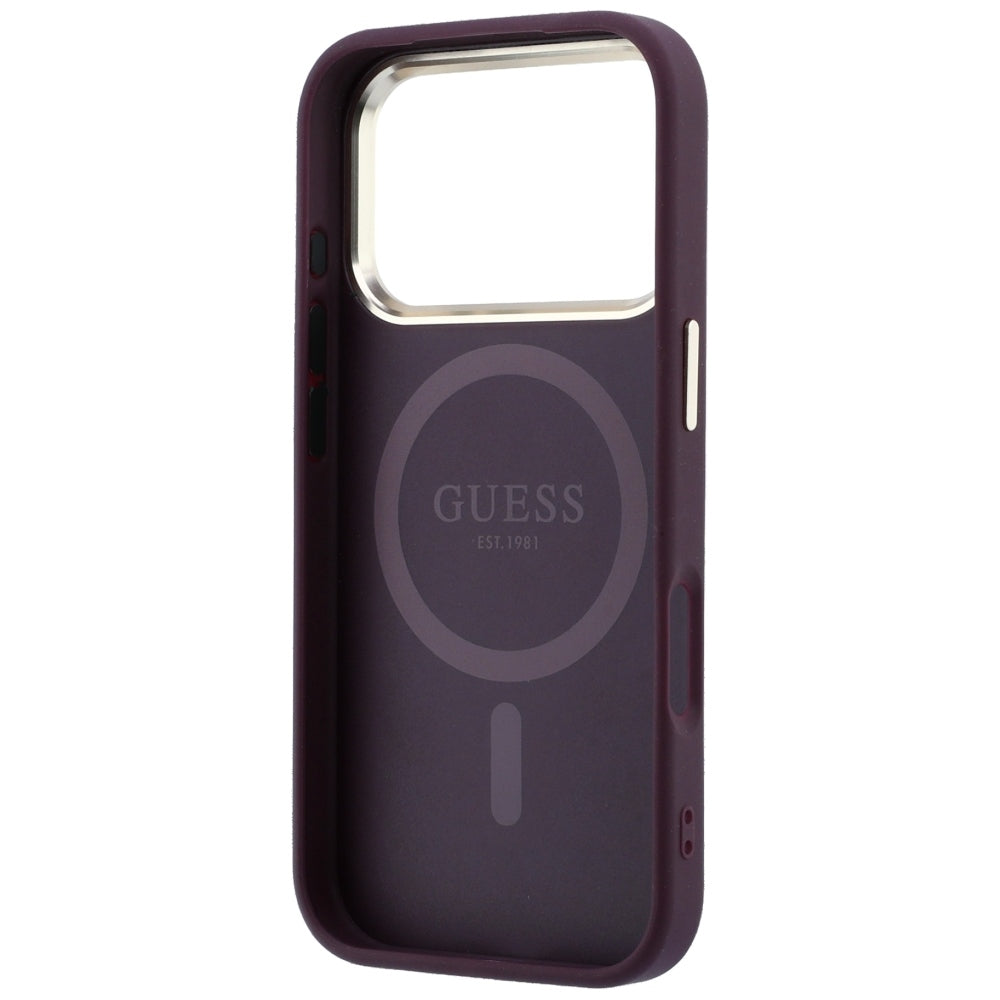 Guess iPhone 17 Pro/iPhone 18 Pro Deksel Saffiano 4G Classic Logo Burgunder