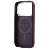 Guess iPhone 17 Pro/iPhone 18 Pro Deksel Saffiano 4G Classic Logo Burgunder