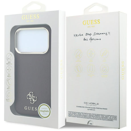Guess iPhone 17 Pro/iPhone 18 Pro Deksel Saffiano 4G Classic Logo Burgunder