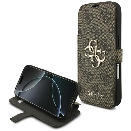 Guess iPhone 17 Pro/iPhone 18 Pro Etui Book 4G Metal Logo Brun