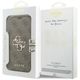 Guess iPhone 17 Pro/iPhone 18 Pro Etui Book 4G Metal Logo Brun