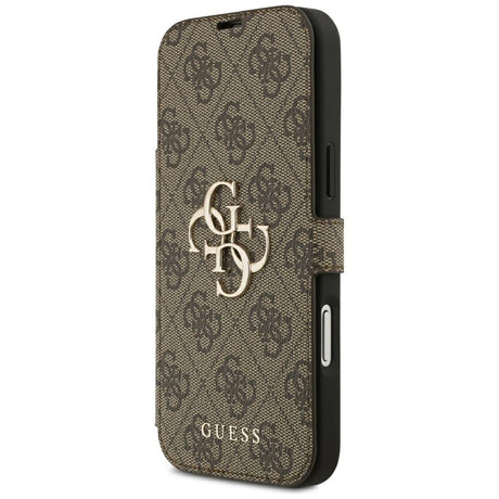 Guess iPhone 17 Pro Max/iPhone 18 Pro Max Etui Book 4G Metal Logo Brun