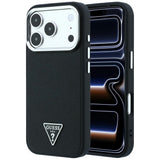 Guess iPhone 17 Pro Max/iPhone 18 Pro Max Deksel Grained Triangle Logo Svart
