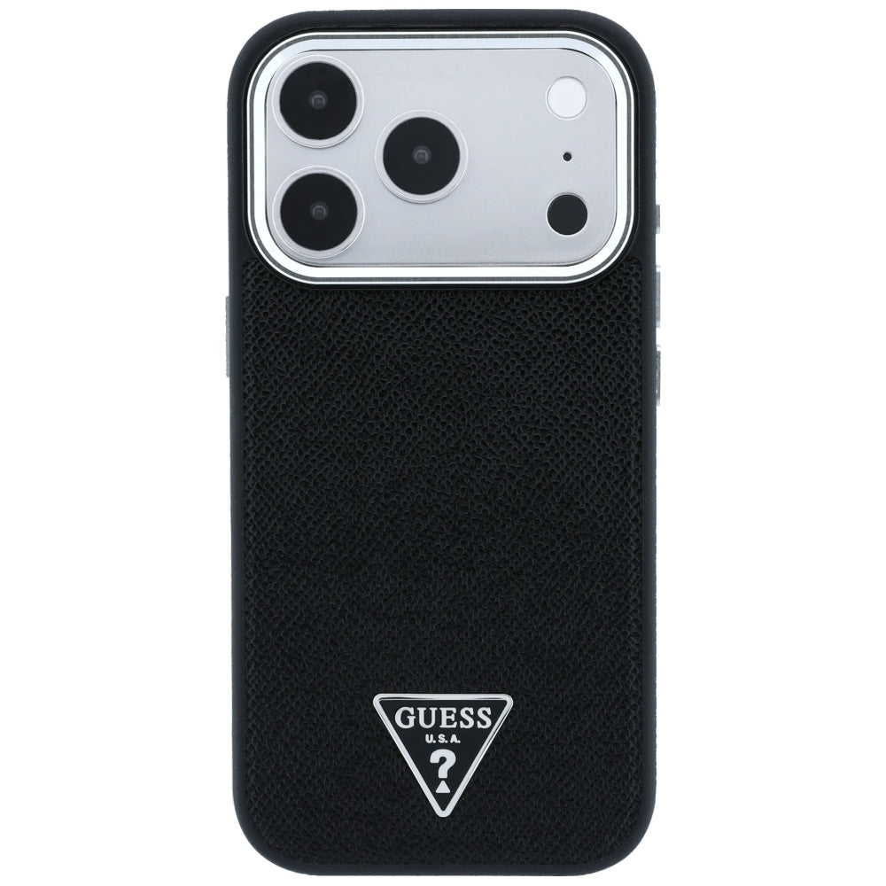 Guess iPhone 17 Pro Max/iPhone 18 Pro Max Deksel Grained Triangle Logo Svart