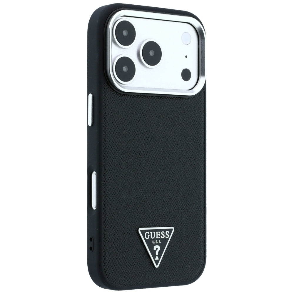 Guess iPhone 17 Pro Max/iPhone 18 Pro Max Deksel Grained Triangle Logo Svart