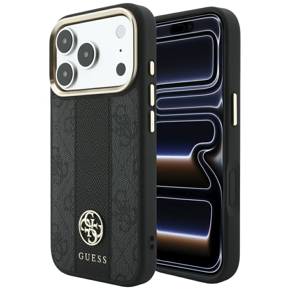 Guess iPhone 17 Pro Max/iPhone 18 Pro Max Deksel 4G Stripe Classic Logos Svart