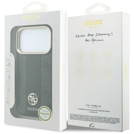 Guess iPhone 17 Pro Max/iPhone 18 Pro Max Deksel 4G Stripe Classic Logos Svart