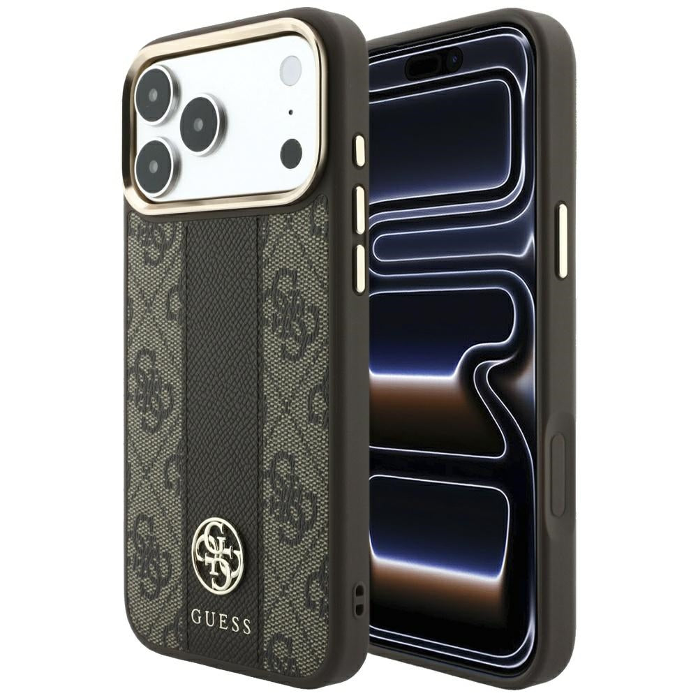Guess iPhone 17 Pro/iPhone 18 Pro Deksel 4G Stripe Classic Logos Brun