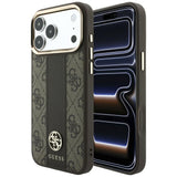 Guess iPhone 17 Pro Max/iPhone 18 Pro Max Deksel 4G Stripe Classic Logos Brun