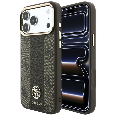 Guess iPhone 17 Pro Max/iPhone 18 Pro Max Deksel 4G Stripe Classic Logos Brun