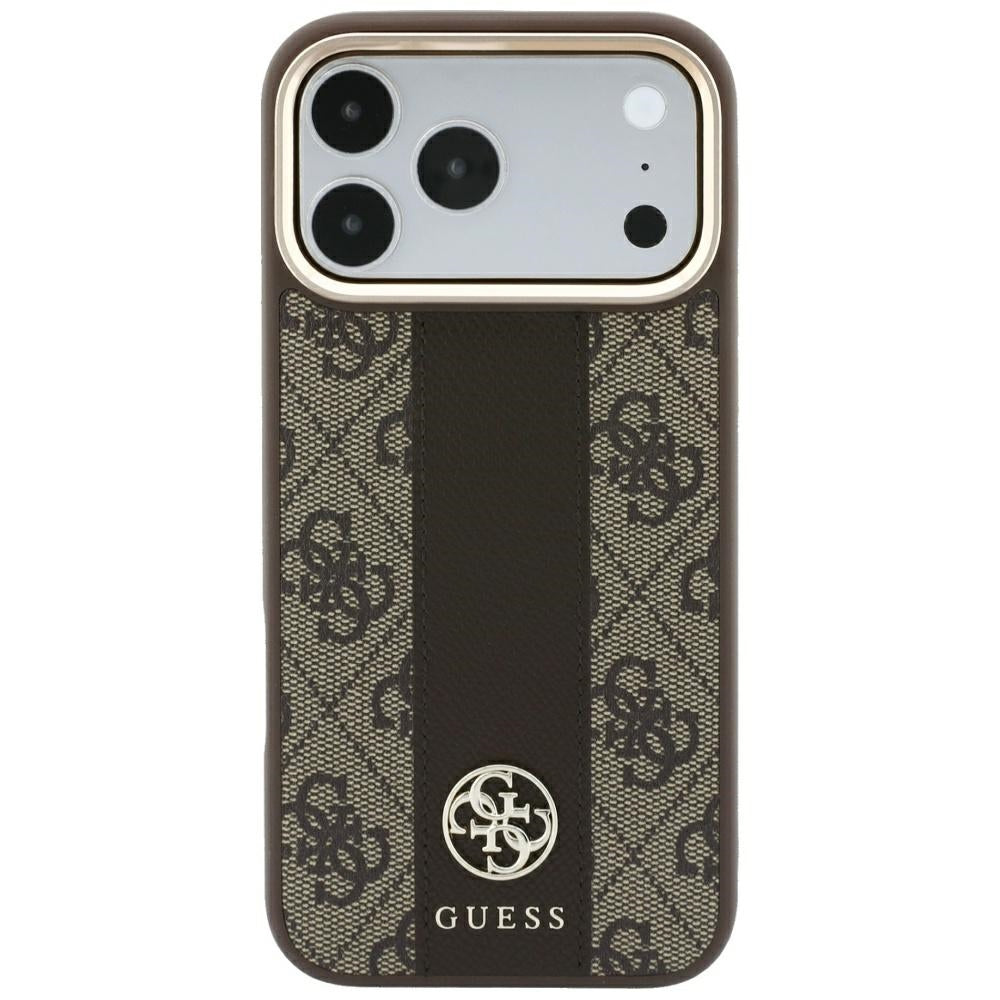Guess iPhone 17 Pro Max/iPhone 18 Pro Max Deksel 4G Stripe Classic Logos Brun