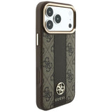 Guess iPhone 17 Pro Max/iPhone 18 Pro Max Deksel 4G Stripe Classic Logos Brun