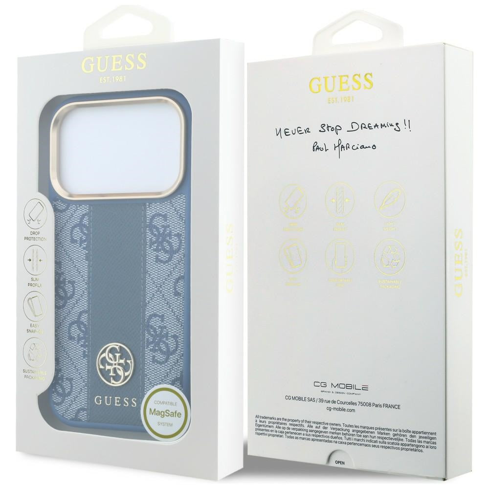Guess iPhone 17 Pro/iPhone 18 Pro Deksel 4G Stripe Classic Logos Blå