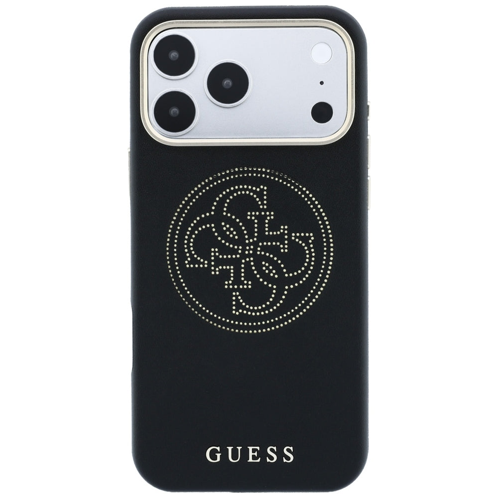Guess iPhone 17 Pro/iPhone 18 Pro Deksel Perforated 4G Gold Logo Svart