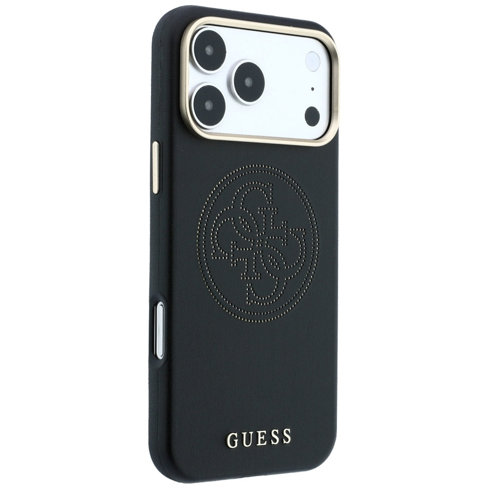 Guess iPhone 17 Pro/iPhone 18 Pro Deksel Perforated 4G Gold Logo Svart