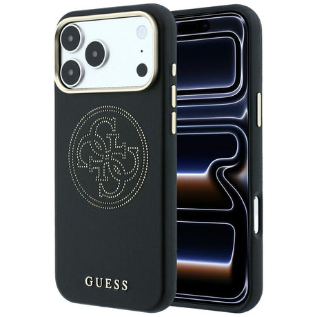 Guess iPhone 17 Pro Max/iPhone 18 Pro Max Deksel Perforated 4G Gold Logo Svart