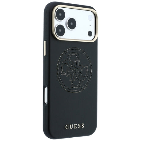 Guess iPhone 17 Pro Max/iPhone 18 Pro Max Deksel Perforated 4G Gold Logo Svart