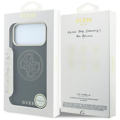 Guess iPhone 17 Pro Max/iPhone 18 Pro Max Deksel Perforated 4G Gold Logo Svart