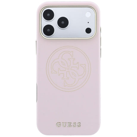 Guess iPhone 17 Pro Max/iPhone 18 Pro Max Deksel Perforated 4G Gold Logo Rosa