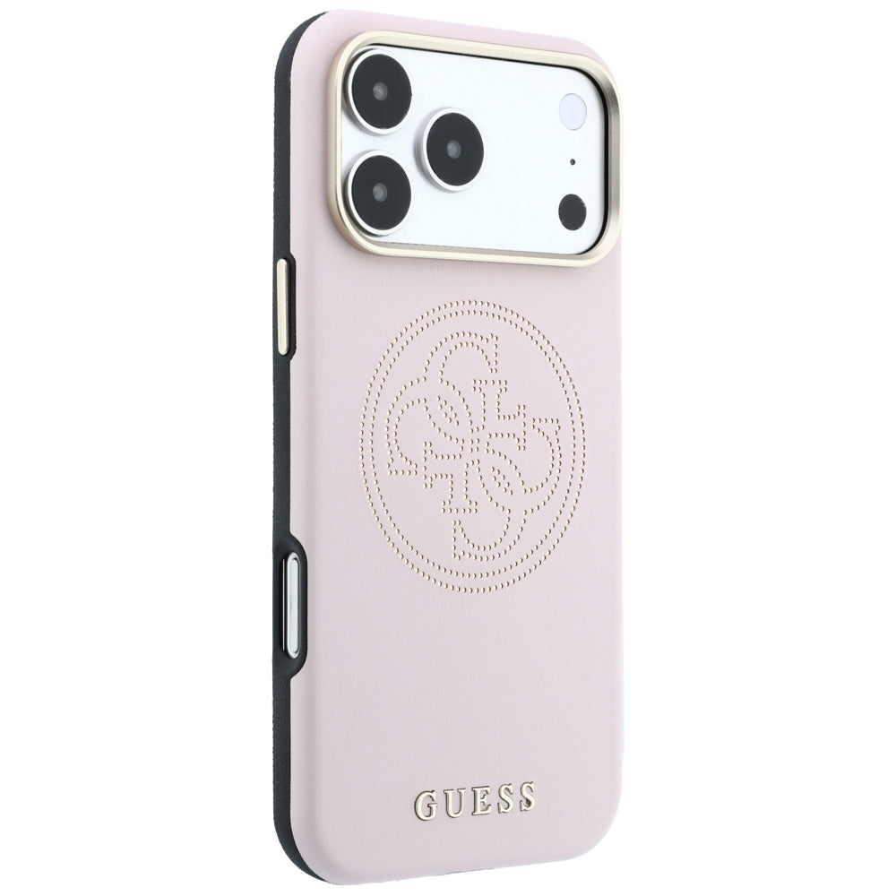Guess iPhone 17 Pro Max/iPhone 18 Pro Max Deksel Perforated 4G Gold Logo Rosa