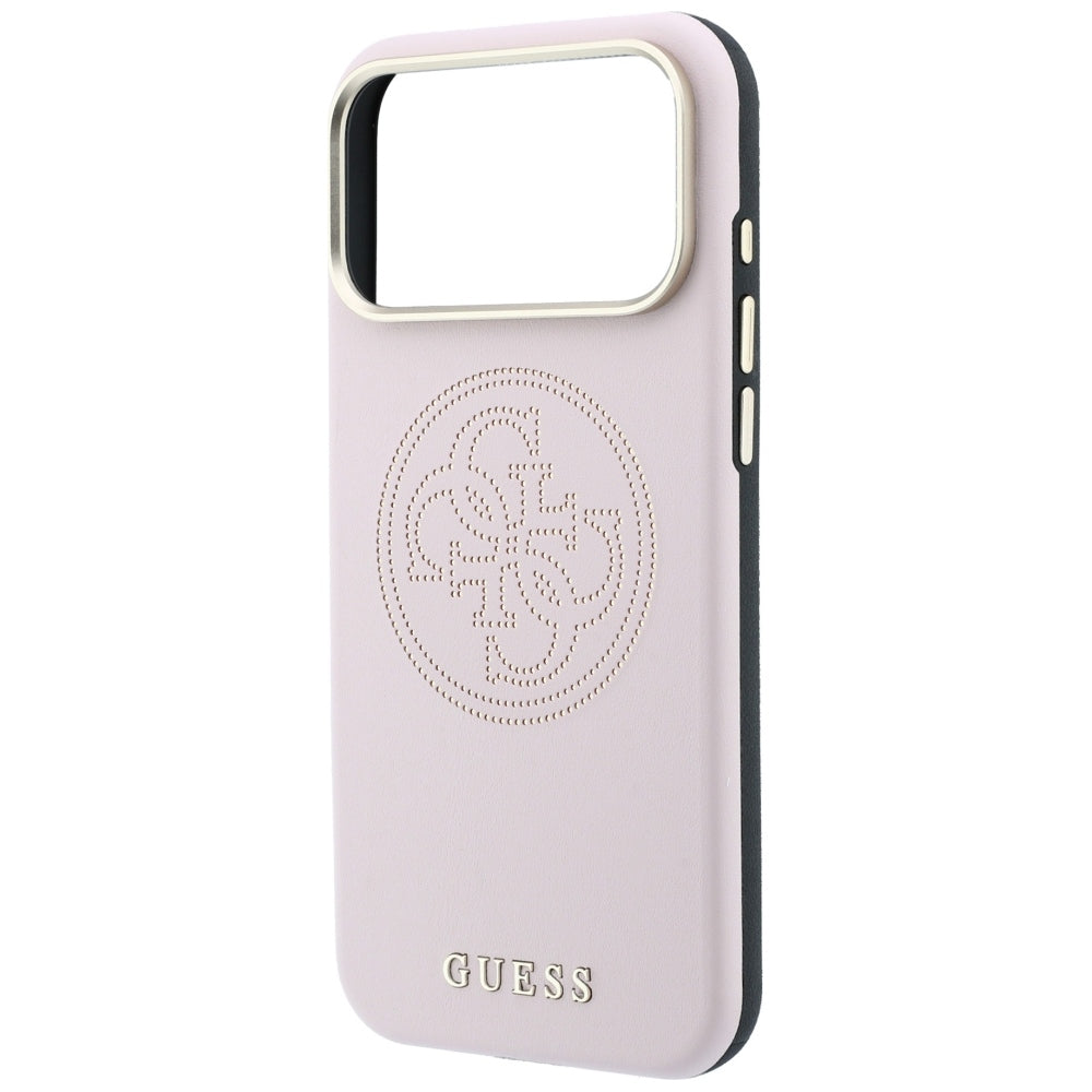 Guess iPhone 17 Pro Max/iPhone 18 Pro Max Deksel Perforated 4G Gold Logo Rosa