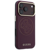 Guess iPhone 17 Pro/iPhone 18 Pro Deksel Perforated 4G Gold Logo Burgundy
