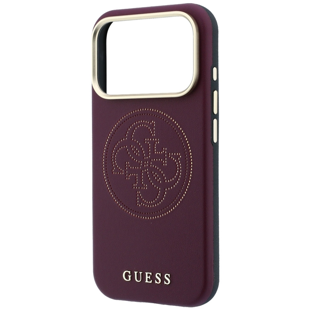 Guess iPhone 17 Pro/iPhone 18 Pro Deksel Perforated 4G Gold Logo Burgundy