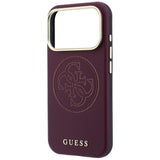 Guess iPhone 17 Pro/iPhone 18 Pro Deksel Perforated 4G Gold Logo Burgundy