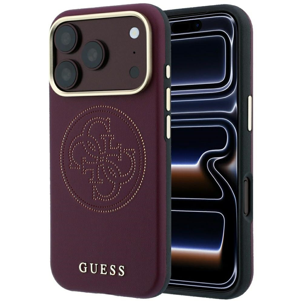 Guess Deksel iPhone 17 Pro Max/iPhone 18 Pro Max Perforated 4G Gold Logo Burgundy