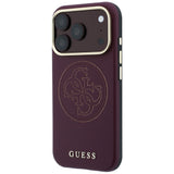 Guess Deksel iPhone 17 Pro Max/iPhone 18 Pro Max Perforated 4G Gold Logo Burgundy