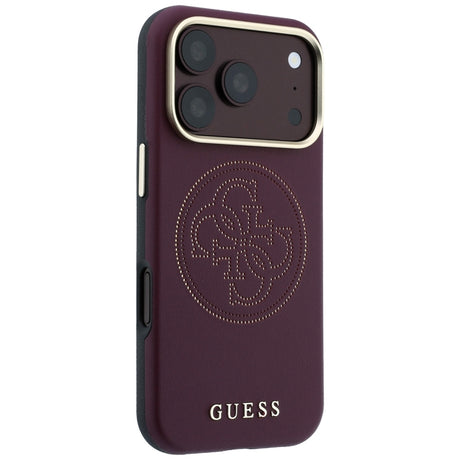 Guess Deksel iPhone 17 Pro Max/iPhone 18 Pro Max Perforated 4G Gold Logo Burgundy
