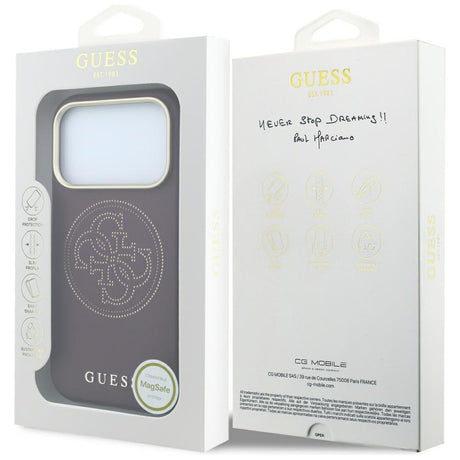Guess Deksel iPhone 17 Pro Max/iPhone 18 Pro Max Perforated 4G Gold Logo Burgundy
