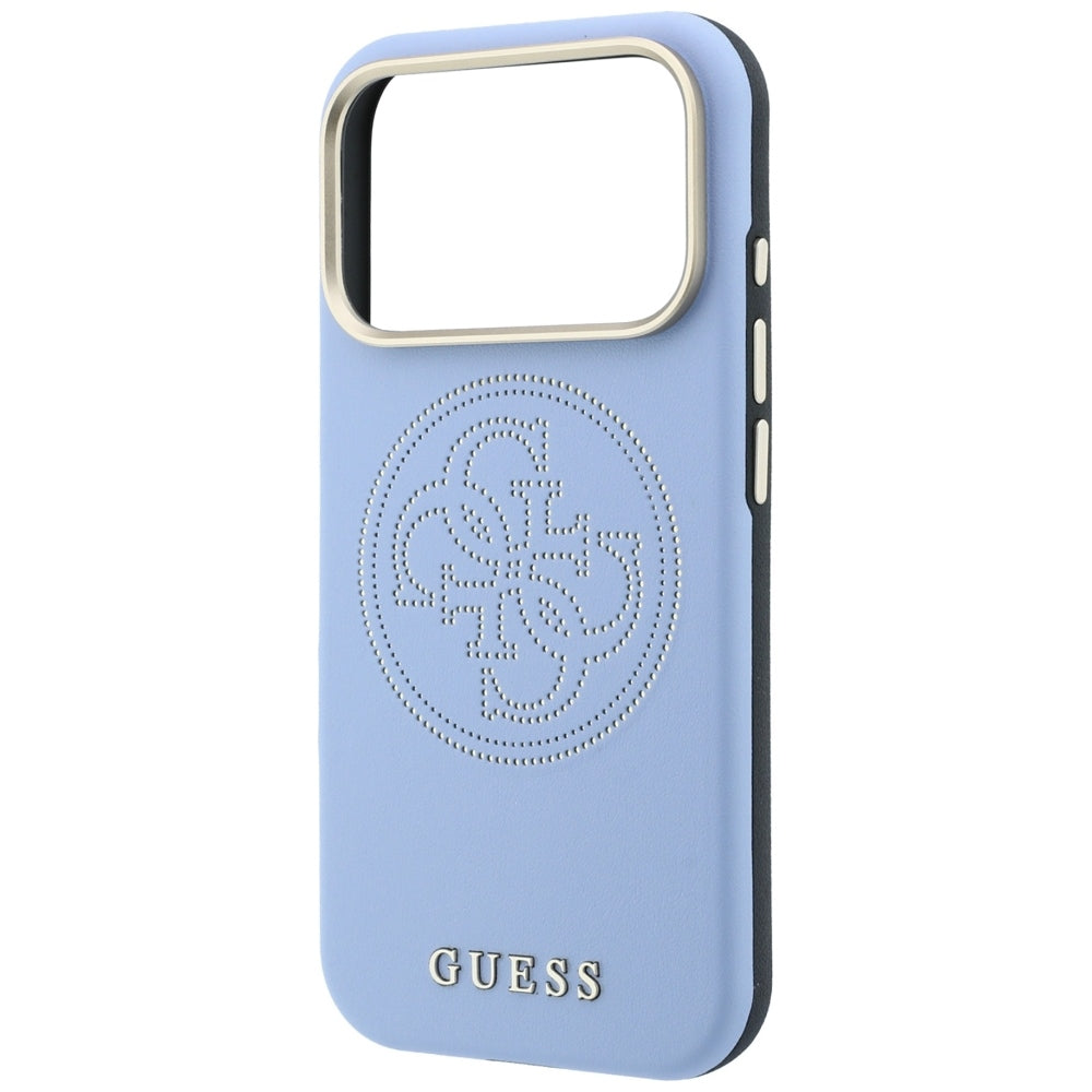 Guess iPhone 17 Pro/iPhone 18 Pro Deksel Perforated 4G Gold Logo Blå
