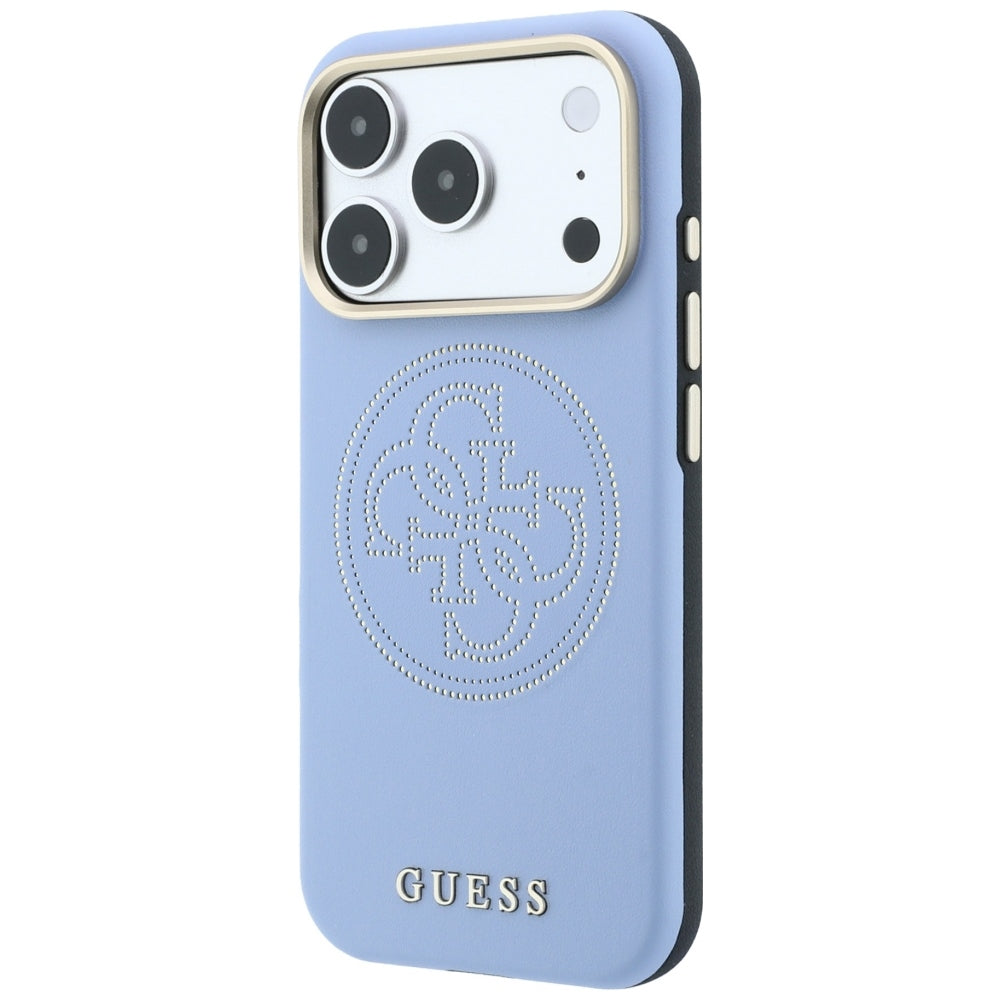 Guess iPhone 17 Pro Max/iPhone 18 Pro Max Deksel Perforated 4G Gold Logo Blå