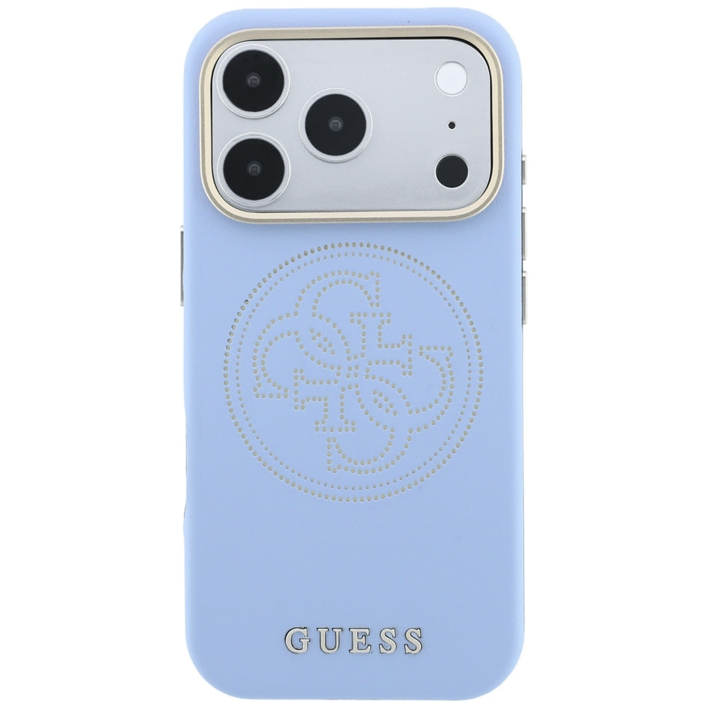 Guess iPhone 17 Pro Max/iPhone 18 Pro Max Deksel Perforated 4G Gold Logo Blå
