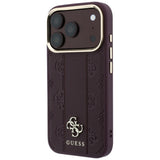 Guess iPhone 17 Pro/iPhone 18 Pro Deksel Stripe Peony 4G Logo Burgunder