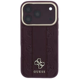 Guess iPhone 17 Pro/iPhone 18 Pro Deksel Stripe Peony 4G Logo Burgunder