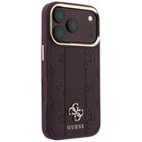 Guess iPhone 17 Pro/iPhone 18 Pro Deksel Stripe Peony 4G Logo Burgunder