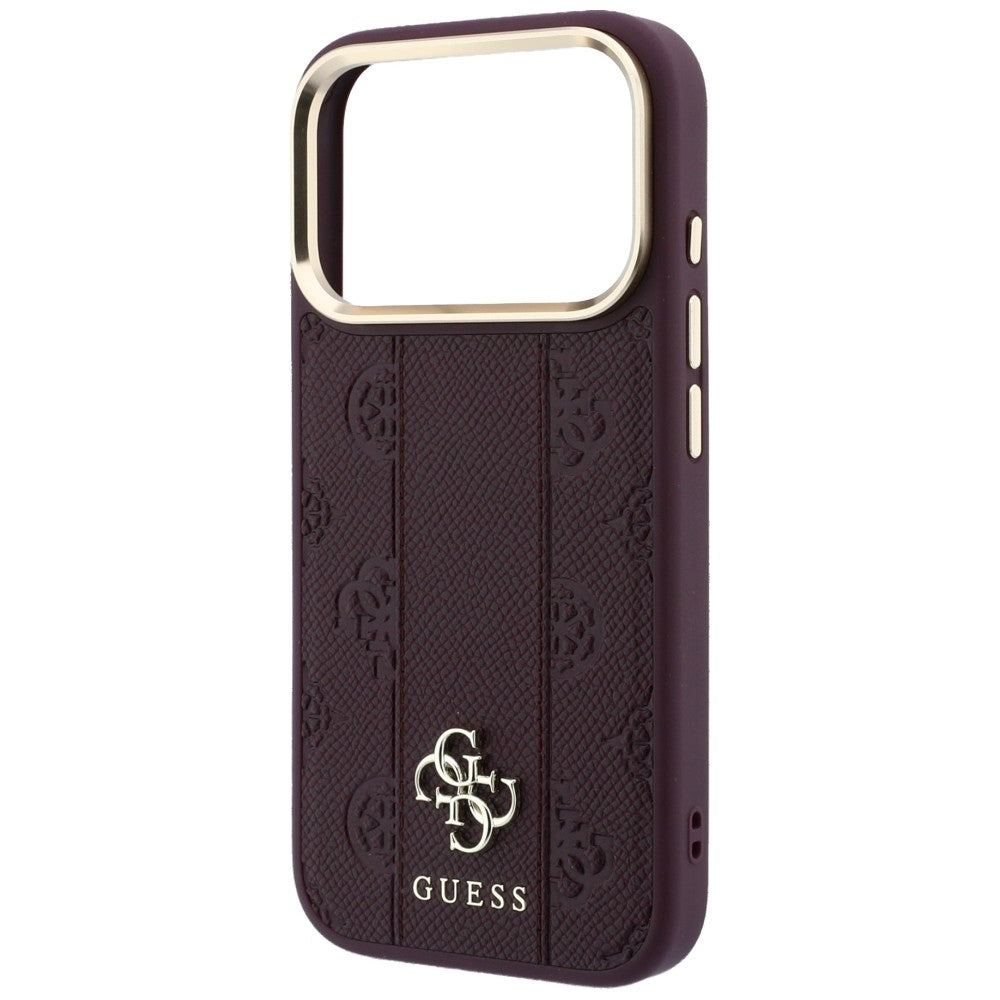 Guess iPhone 17 Pro/iPhone 18 Pro Deksel Stripe Peony 4G Logo Burgunder