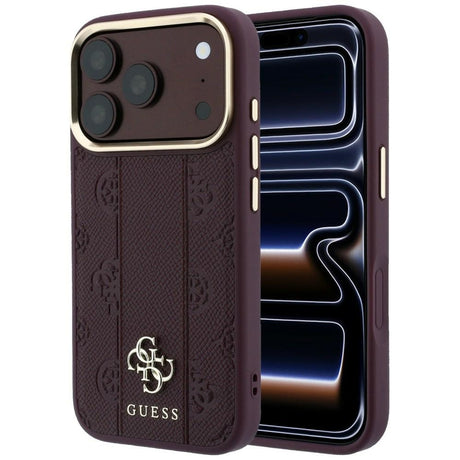 Guess iPhone 17 Pro Max/iPhone 18 Pro Max Deksel Stripe Peony 4G-logo burgunder