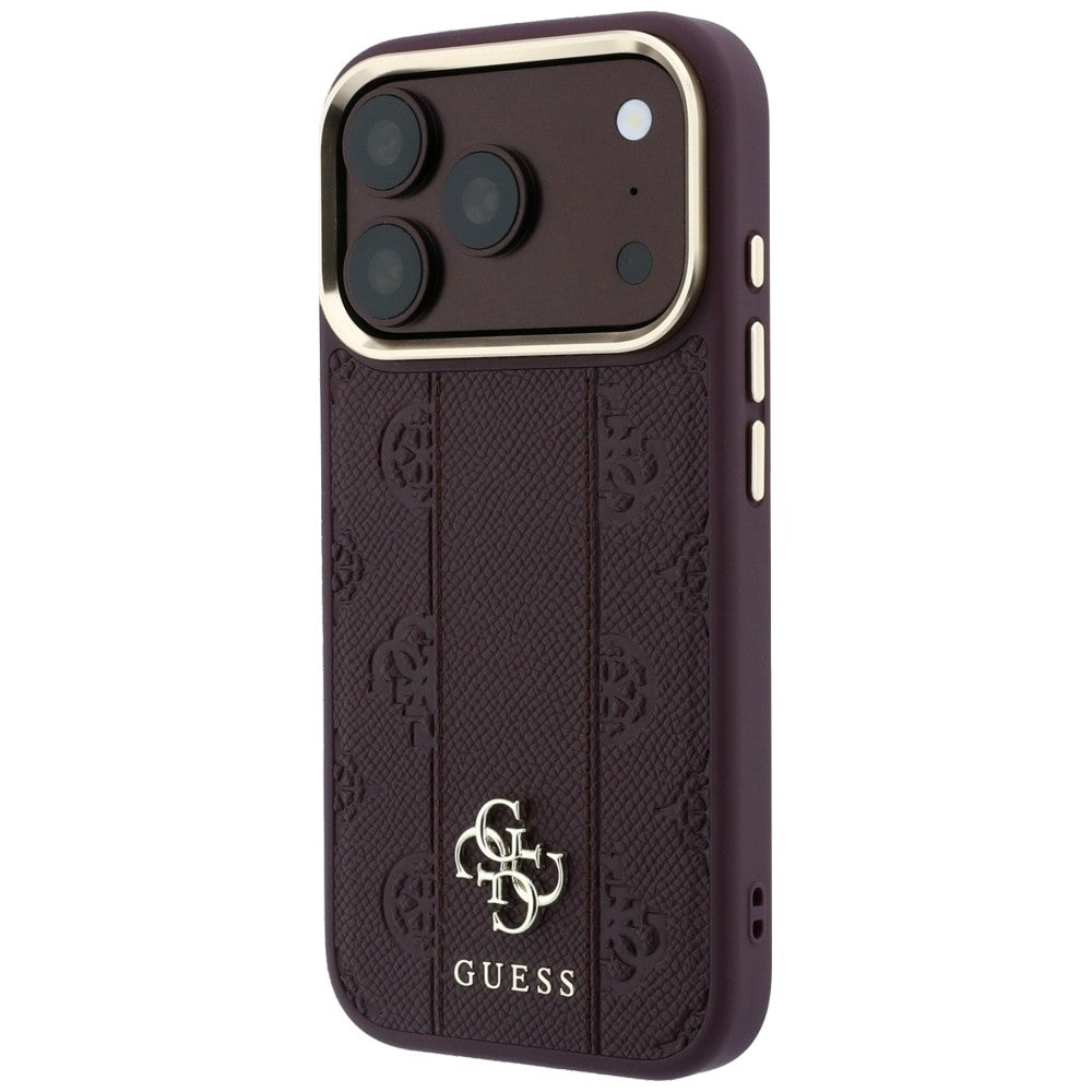Guess iPhone 17 Pro Max/iPhone 18 Pro Max Deksel Stripe Peony 4G-logo burgunder